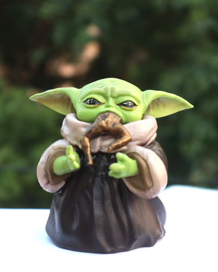 Baby Yoda with Frog Figurine