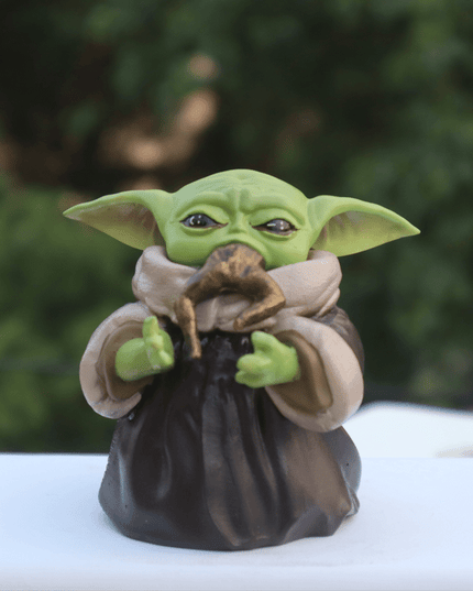 Baby Yoda with Frog Figurine